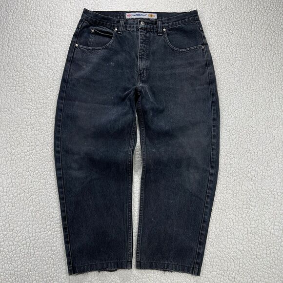 VTG 90s Anchor Blue Loose Jeans 36x30 (Actual 34x27) Black Y2K Grunge Skate - Picture 2 of 13